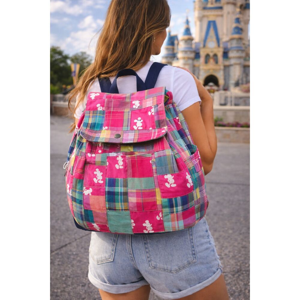Authentic Disney Parks Pink Patchwork Mickey Back… - image 1